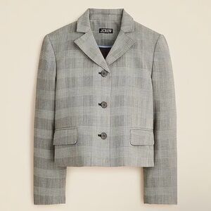 J CREW SIZE 8 Cropped lady blazer in plaid Italian gauzy wool blend CN798 $398